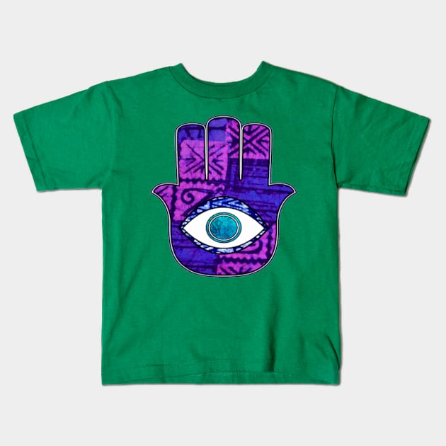 Hamsa Hand Evil Eye Kids T-Shirt by artbyomega